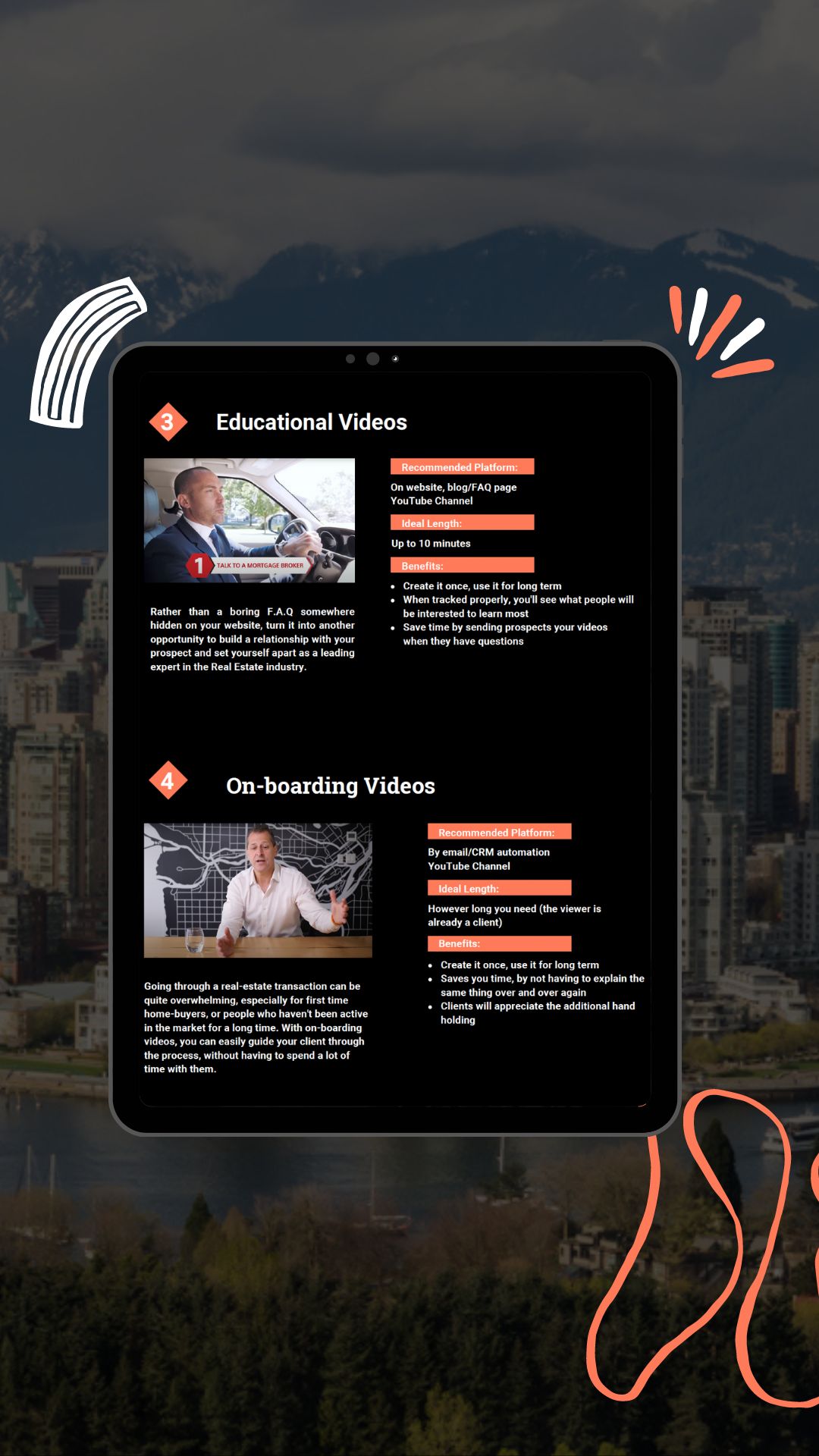 Tablet wiht image of video guide for realtors